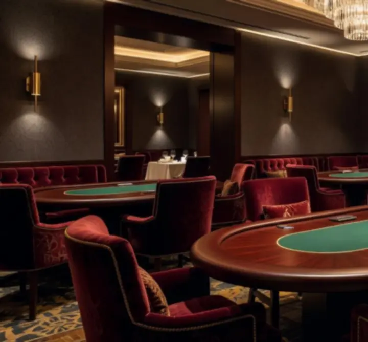 Interior modern și elegant al Poker Lounge-ului Dinner and Cards Club