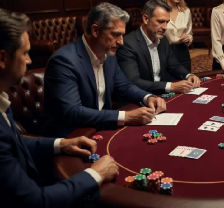 Înregistrare la turnee de poker într-un lounge elegant