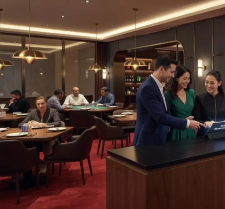 Rezervare de masă și masă de poker pregătită la Dinner and Cards Club