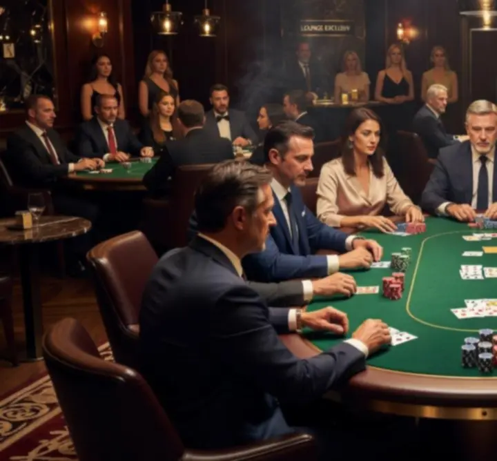 Turneu de poker în desfășurare în lounge-ul Dinner and Cards Club